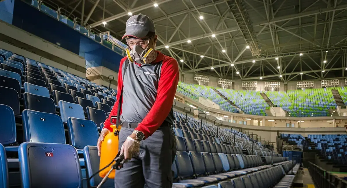 Stadium being disinfected in Brazil