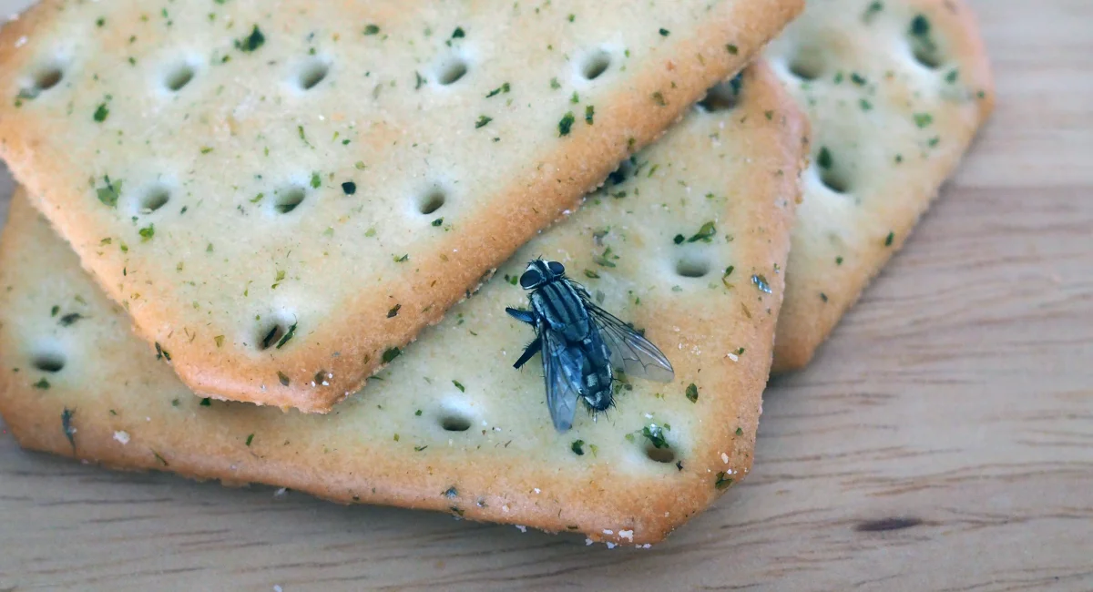 House fly on crackers